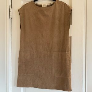 Aritzia Wilfred Free Light Brown Faux Suede Shift Mini Dress